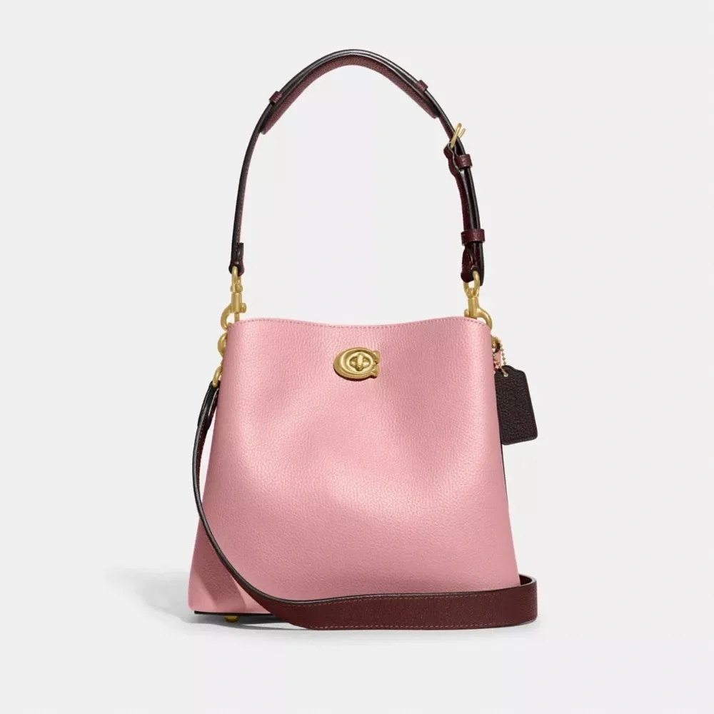 🔥🔥🔥Coach Willow Bucket Bag Pink Leather Crossbody Bag - Picture 1 of 13